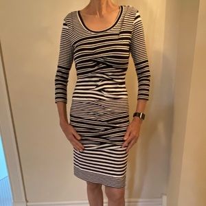 Nicole Miller Black and White Striped Dress Size S